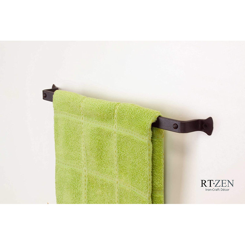 YIP Rustic Modern Wrought Iron Towel Holder Fancy 17" Rot Towel Bar Rack For Kitchen, Bathroom